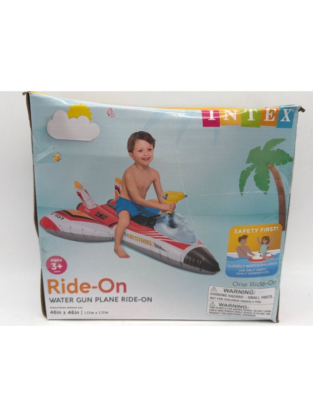 Intex Ride-On Water Gun Plane Inflatable Pool Toy For Kids Ages 3+ 46" X 46" Inc